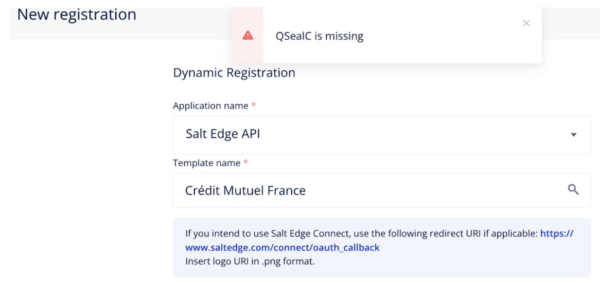 Dynamic Registration failed